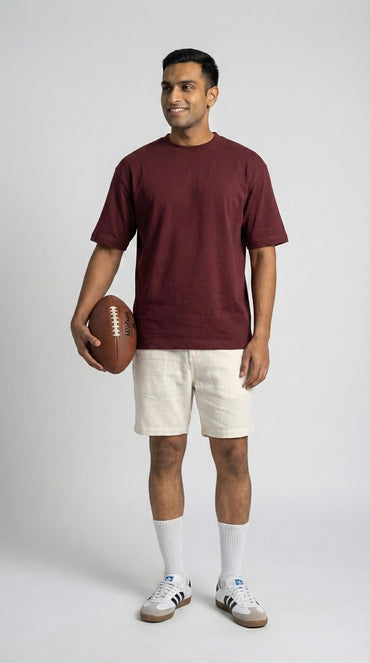 CRIMSON DRIFT MAROON OVERSIZED T-SHIRT FOR MEN