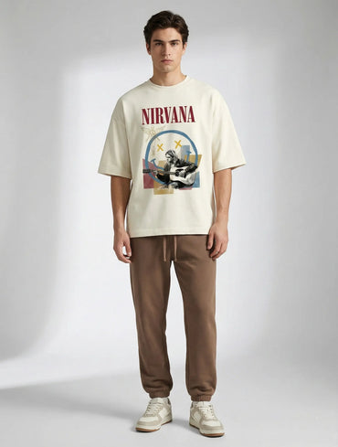 Trendy oversized graphic t-shirt with artistic design