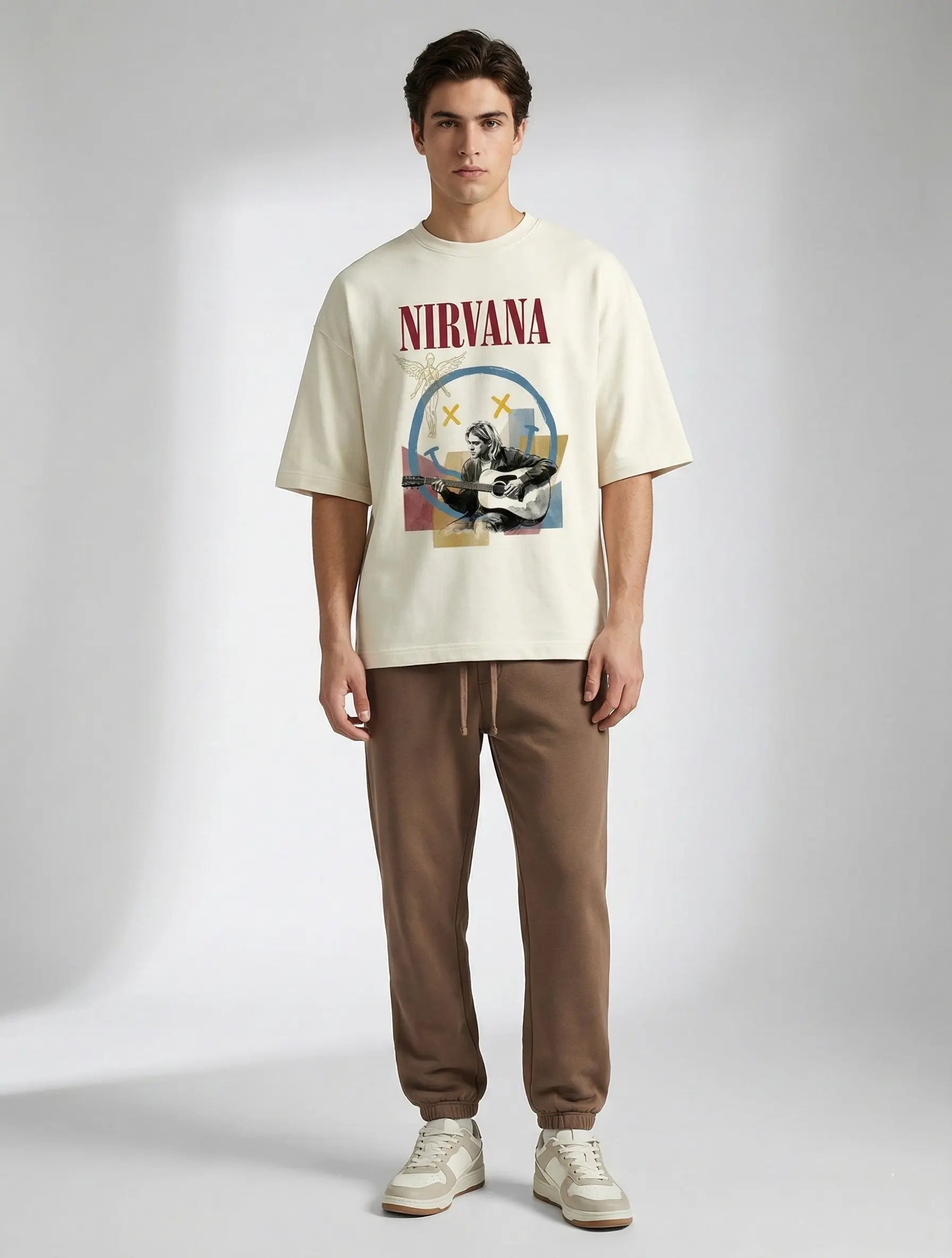 Trendy oversized graphic t-shirt with artistic design