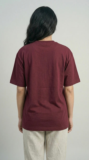 CRIMSON GRACE MAROON OVERSIZED T-SHIRT FOR WOMEN