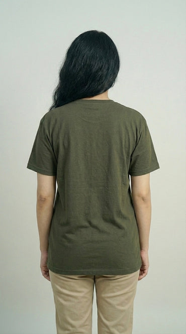 EARTH MUSE OLIVE OVERSIZED T-SHIRT FOR WOMEN
