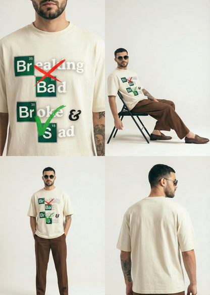 BREAKING BAD OVERSIZED BEIGE T-SHIRT