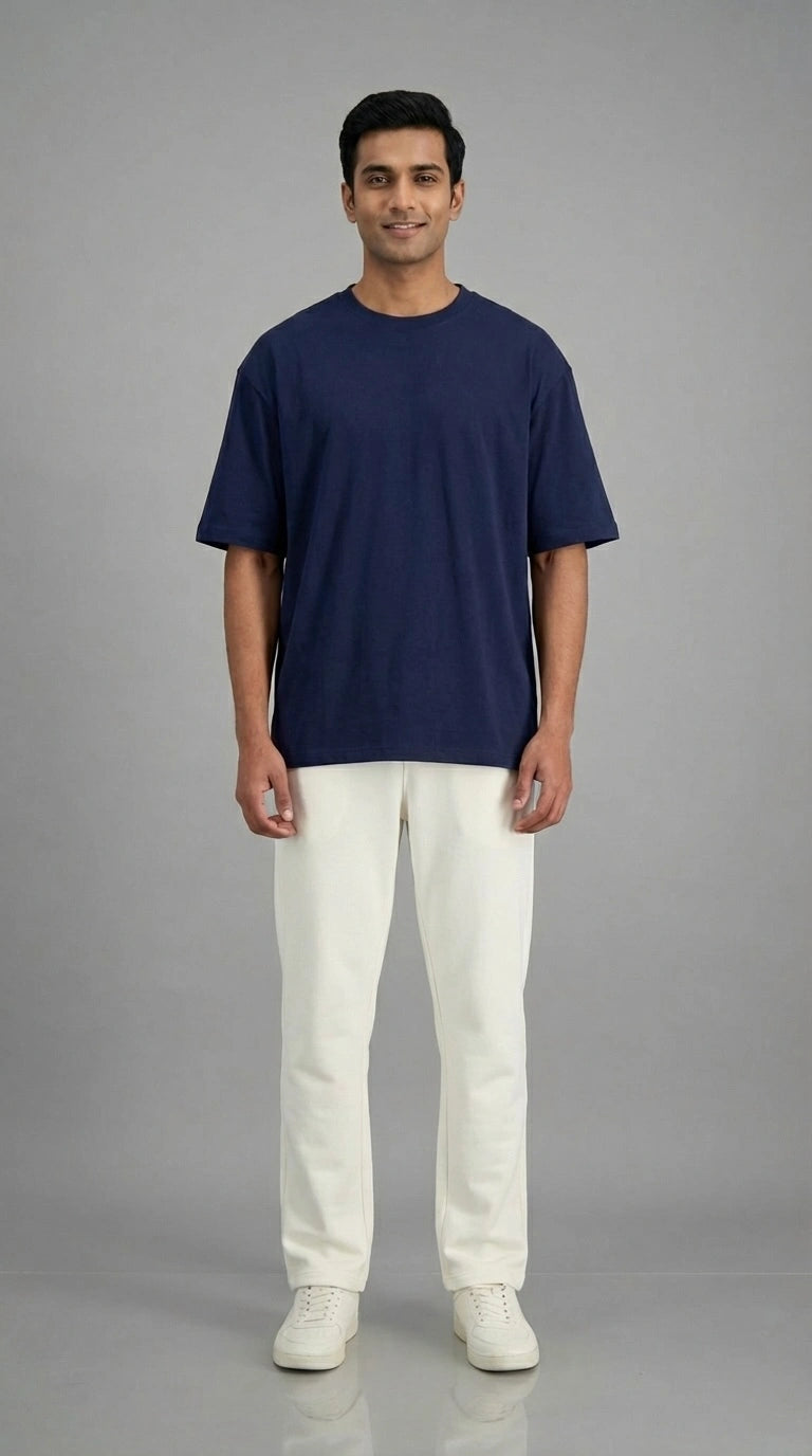 SOLID NAVY BLUE OVERSIZED T-SHIRT