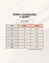 french terry tshirt size chart