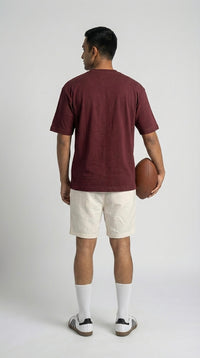 CRIMSON DRIFT MAROON OVERSIZED T-SHIRT FOR MEN