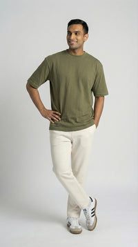 EARTHBOUND EDGE OLIVE OVERSIZED T-SHIRT FOR MEN