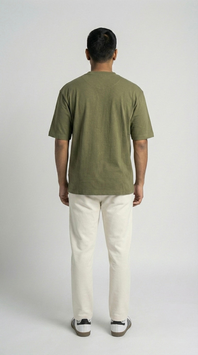 Olive Oversized T-Shirt for Men | Relaxed Fit Streetwear Tee – Vibryk