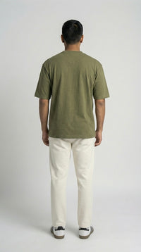 EARTHBOUND EDGE OLIVE OVERSIZED T-SHIRT FOR MEN