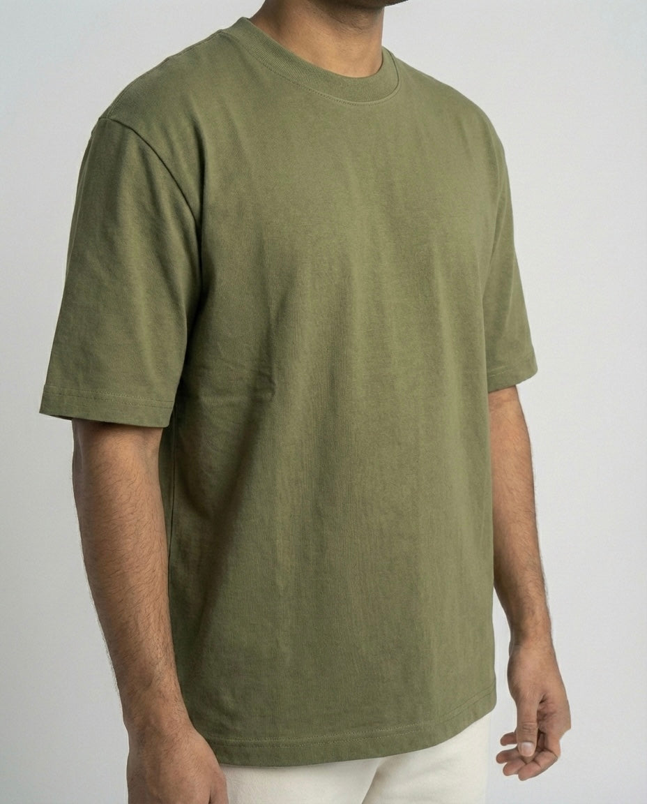 Olive Oversized T-Shirt for Men | Relaxed Fit Streetwear Tee – Vibryk