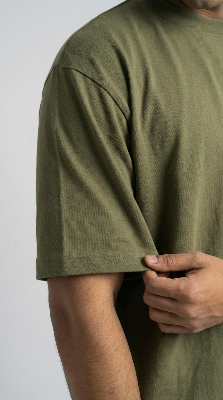 Olive Oversized T-Shirt for Men | Relaxed Fit Streetwear Tee – Vibryk