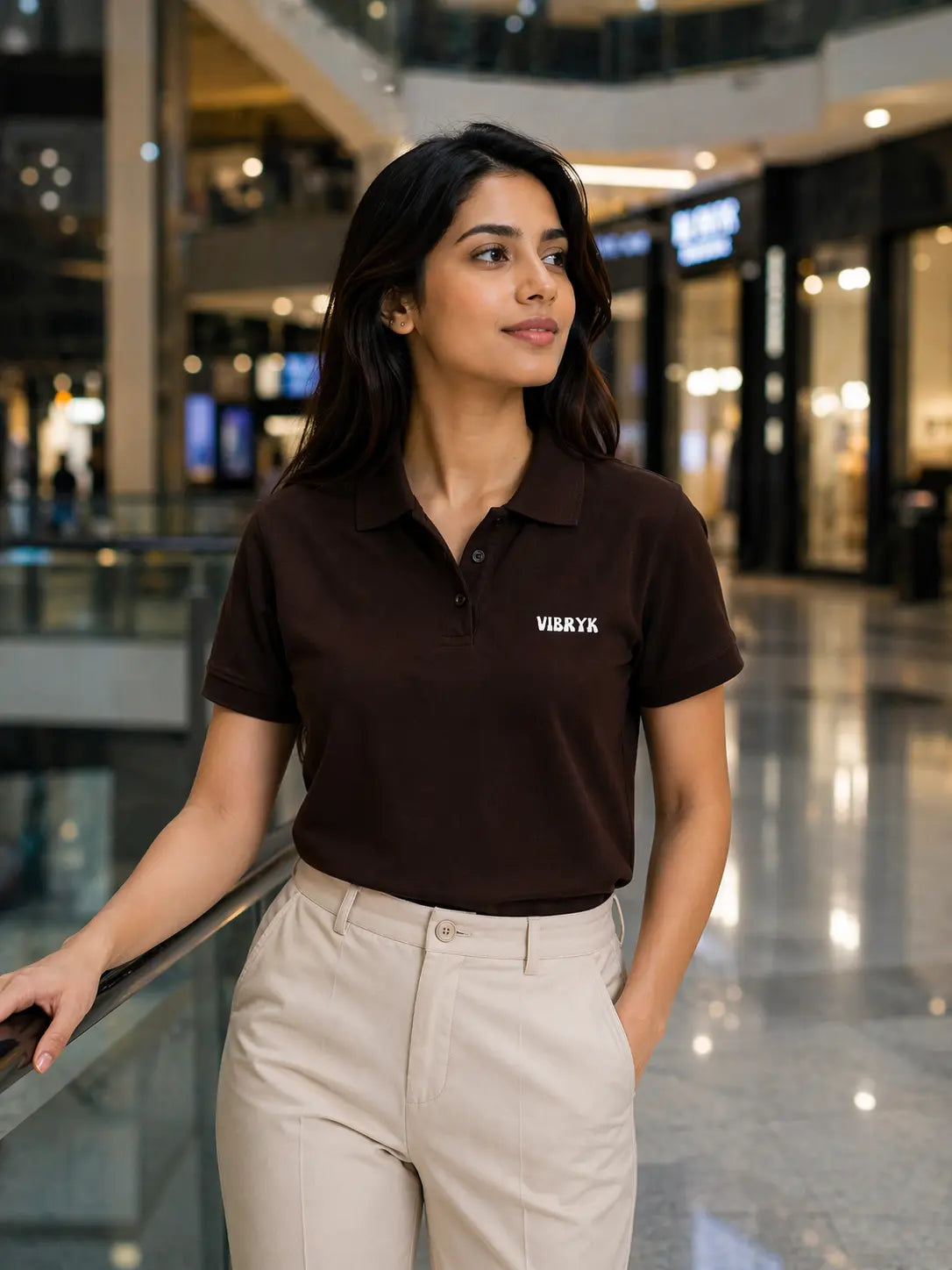 Women wearing polo t-shirt in smart casual style