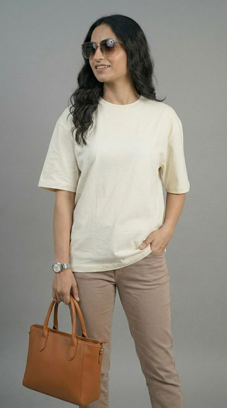 URBAN CLASSIC OFF-WHITE OVERSIZED T-SHIRT FOR WOMEN