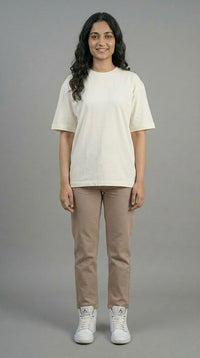 Plain oversized t-shirt for women in neutral color
